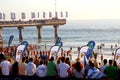 Spectators watching swimmers