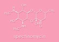 Spectinomycin gonorrhea drug molecule. Antibiotic of the aminocyclitol class. Skeletal formula.