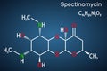 Spectinomycin molecule. It is pyranobenzodioxin , aminocyclitol aminoglycoside antibiotic. Used for the treatment of