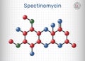 Spectinomycin molecule. It is pyranobenzodioxin , aminocyclitol aminoglycoside antibiotic. Used for the treatment of