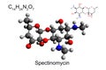 Chemical formula, structural formula and 3D ball-and-stick model of antibiotic spectinomycin