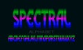 Spectral alphabet of iridescent vibrant letters. Colorful display font. Isolated english alphabet