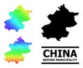 Spectral Colored Gradient Star Mosaic Map of Beijing Municipality Collage Royalty Free Stock Photo