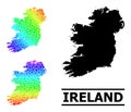 Spectral Colored Gradient Star Mosaic Map of Ireland Island Collage