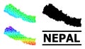 Spectral Colored Gradient Star Mosaic Map of Nepal Collage