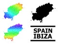 Spectral Colored Gradient Starred Mosaic Map of Ibiza Island Collage