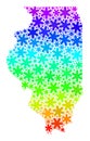 Spectral Gradient Frost Mosaic Illinois State Map with Snow