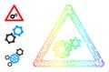 Spectral Gradient Linear Mesh Gears Warning Icon Royalty Free Stock Photo