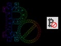 Spectral Gradient Polygonal Net Forbidden Bitcoin Icon Royalty Free Stock Photo