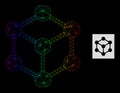 Spectral Gradiented Polygonal Net Cube Nodes Icon Royalty Free Stock Photo
