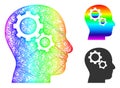 Spectral Linear Gradient Brain Gears Icon Royalty Free Stock Photo
