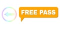 Spectral Mesh Gradient Left Rounded Arrow Icon and Free Pass Speech Bubble with Shadow Royalty Free Stock Photo