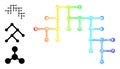 Spectral Gradient Linear Mesh Binary Circuit Icon Royalty Free Stock Photo