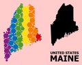 Spectrum Collage Map of Maine State for LGBT Royalty Free Stock Photo