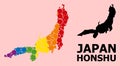 Rainbow Pattern Map of Honshu Island for LGBT