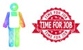 Scratched Time for Job Stamp and Rainbow Linear Worker Person