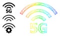 Rainbow Gradient Net Mesh 5G Radio Source Icon Royalty Free Stock Photo