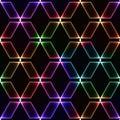 Spectrum dark seamless background with shinning gems