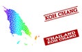 Dotted Spectrum Map of Koh Chang and Grunge Stamp Seals