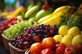 A Spectrum of Fresh Organic Fruits Adorning the Shelves of a Local Grocery Store. created with Generative AI