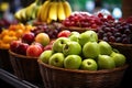 A Spectrum of Fresh Organic Fruits Adorning the Shelves of a Local Grocery Store. created with Generative AI