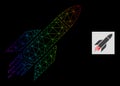Spectrum Gradient Polygonal Network Rocket Icon Royalty Free Stock Photo
