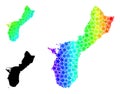 Spectrum Gradient Stars Mosaic Map of Guam Island Collage