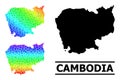 Spectrum Gradient Star Mosaic Map of Cambodia Collage