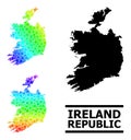 Spectrum Gradient Starred Mosaic Map of Ireland Republic Collage