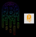 Spectrum Gradiented Polygonal Net Melting Bitcoin Icon Royalty Free Stock Photo
