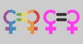 Spectrum Lesbian relation symbol Mosaic Icon of Spheric Dots