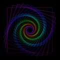 Spectrum light rotating squares forming a spiral