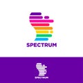 Spectrum logo. Color letter S logo. Spectrum emblems. Icon on a dark background.