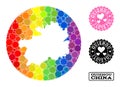 Spectrum Mosaic Hole Circle Map of Guizhou Province and Love Rubber Stamp for LGBT