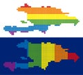 Spectrum Pixel Dotted Haiti And Dominican Republic Map Royalty Free Stock Photo