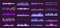 Spectrum soundwaves. Audio frequency soundwave, stereo voice amplitude electronic graphic equalizer music track volume