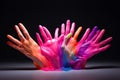Spectrum of Support Rainbowcolored hands coming Royalty Free Stock Photo