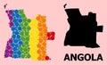 Rainbow Collage Map of Angola for LGBT Royalty Free Stock Photo