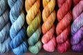 Spectrum of Yarn Skeins in Different Colors Royalty Free Stock Photo