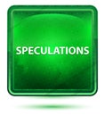 Speculations Neon Light Green Square Button Royalty Free Stock Photo