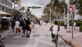 Sped up footage Spring Break Miami Beach Ocean Drive 4k