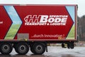 Spedition Bode logo on a parked trailer in MÃÂ¤ntsÃÂ¤lÃÂ¤, Finland