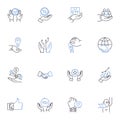 Speech act line icons collection. Utterance, Dialogue, Language, Pragmatics, Discourse, Enunciation, Communicative