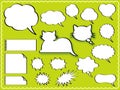 Speech Bubbles Set Isolated On A Green Background. Vector Illustration. Royalty Free Stock Photo
