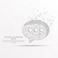 Speech bubble low poly wire frame on white background. Royalty Free Stock Photo