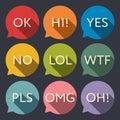 Speech bubble with acronyms icon set.