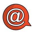 Speech bubble with arroba symbol isolated icon Royalty Free Stock Photo