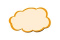 Speech bubble as a cloud with orange border isolated on white background. Copy space