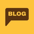 The speech bubble with a blog icon. Internet and forum, chat, online symbol. Flat Royalty Free Stock Photo
