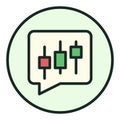 Speech Bubble and Candlestick Chart vector round colored icon or sign Royalty Free Stock Photo